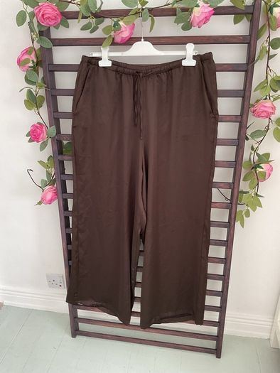 trousers brown satin wide leg trousers large primark