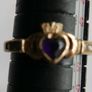 Vintage 9Ct Yellow Gold 375 Amethyst Claddagh Ring size K  1,83g Image 9