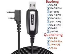 USB Programming Cable with CD for Baofeng UV-5R/82/888S/UV-S9PLUS/UV-13/16/17/21 Pro & Quansheng UV-K5/5R Plus Walkie Talkie