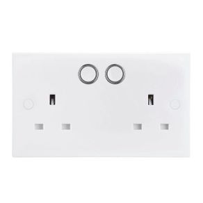 White Plastic Double Switched Smart Home Automation Socket 13A