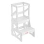 Toddler Step Stool for Kids, Natural Pine Wood Toddler Kitchen Stool Helper with Safety Rail, 150LBS Loading Capacity Standing Tower Learning Stool for Bedroom Bathroom Kitchen Counter, White Image 4