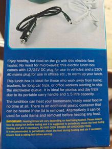 Electric food heater/lunch box