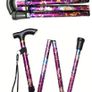 Folding Walking Stick, Purple Floral Image 2