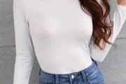 Solid Turtleneck Skinny Long Sleeve top