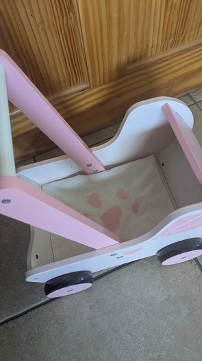Toddler girls bike and wooden buggy