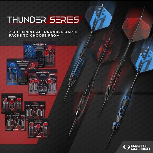 NEW SALE | 48 Piece Steel Tip Dart Set with 21g/22g/23g/24g Barrels, Flights and Aluminium Shafts, Series 2, Black/Red