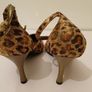 Ladies Leopard Print Gold Shimmer High Heel Shoes Size UK3 EU36 Ankle Strap CAN POST Image 4