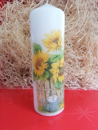 XL Summer autumn birthday Yellow Sunflowers Decorative gift pillar candle summer home decoration