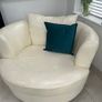 Cream Leather Sofa Image 2