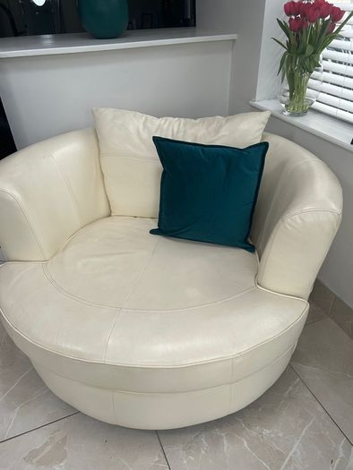 Cream Leather Sofa