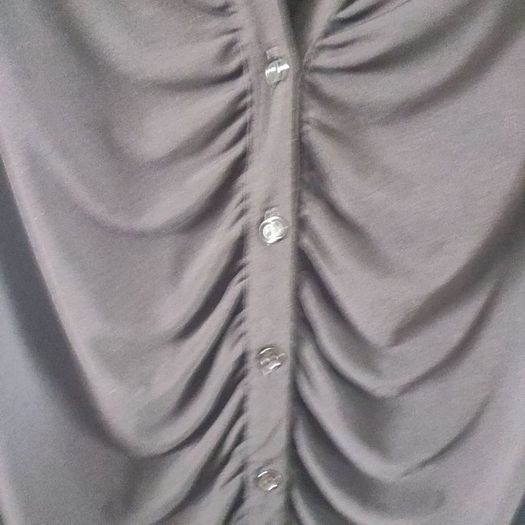 Black ruched front button through top, NEW LOOK