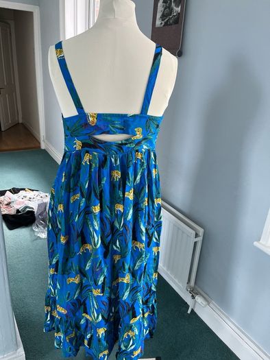 Brand new superdry blue midi dress with tiger print