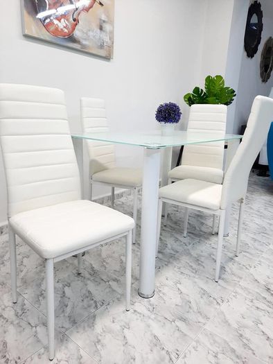 Compact Glass Dining Table Set Seats 4 FREE Delivery