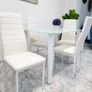 Compact Glass Dining Table Set Seats 4 , White Image 3