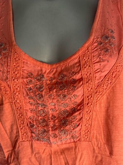 Yessica orange embroidered with beads top size XL UK18/20 EU46/48 Postage included