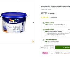 Dulux Vinyl Matt Pure Brilliant White 10L x 2 tubs