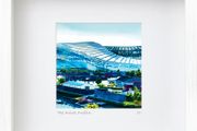 The Aviva Stadium, Dublin [blue], 8.5 inch square framed print by artist Helen Mathews