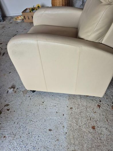 Cream Leather Recliner Armchair