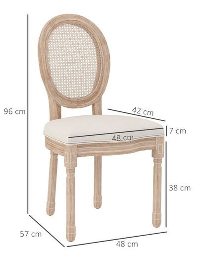 Set of 2 Dining Chairs Kitchen Chairs, Vintage Design, Vienna Straw Look, Natural + Cream