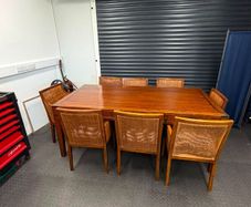 Large Hardwood Dining Table & 8 Chairs