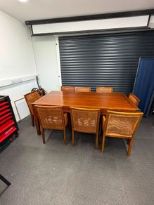 Large Hardwood Dining Table & 8 Chairs