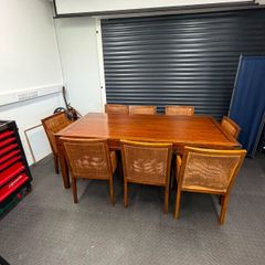 Large Hardwood Dining Table & 8 Chairs