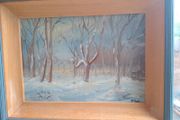 "Winter Snow Scene" Oil on Board.Signed JB.Hand