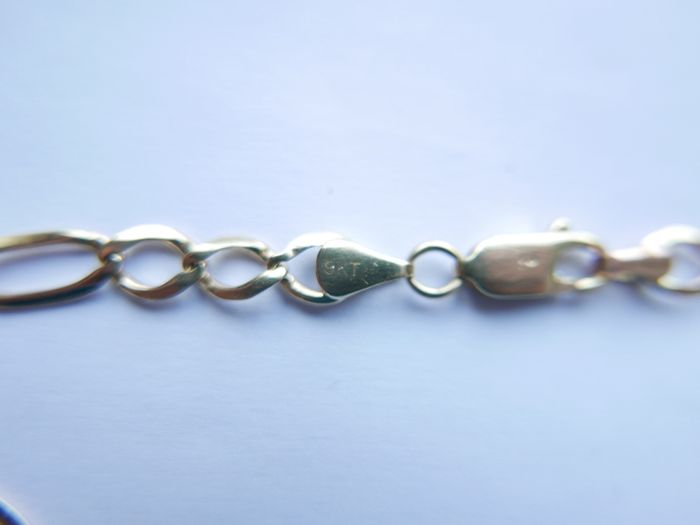 Vintage sold 9K Yellow Gold 375 Figaro Chain Bracelet length 9,2" - 6,5g
