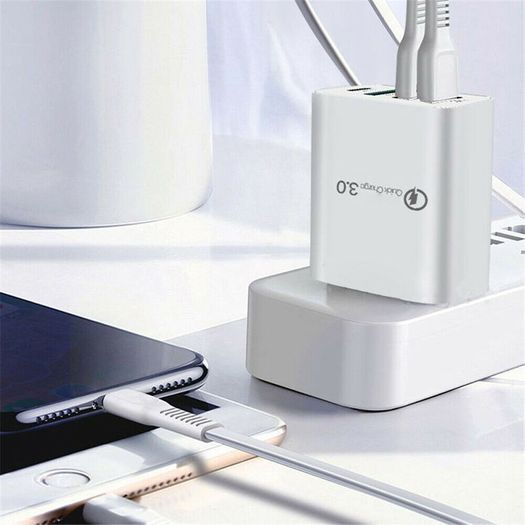 QC 3.0 & PD USB 4 Ports Wall Fast Charger 48W [2 Power Plugs (US/UK)] (Brand New/Warranty)
