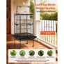 Bird Cage, 830 x 790 x 2100 mm, Open Flat Top, Wrought Iron Bird Flight Cage with Perches, Slide-Out Tray, Plastic Feeders, for Cockatiel, Monk Parakeet, Amazon Parrot, African Grey Parrot Image 2