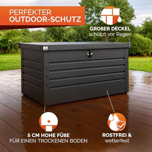Metal Garden Storage Box 360L Waterproof Lockable Outdoor Storage Chest