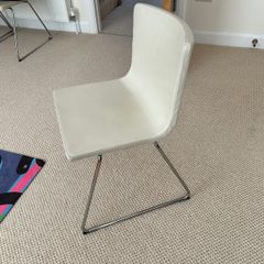 Set of 4 white faux leather dining chairs with chrome legs