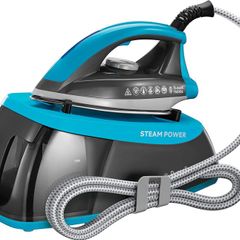 Steam Power Aqua - Steam Generator Iron with Stainless Steel Non-Stick Soleplate ans Fast 1 Minute Heat-Up, 1.3 Litres, 2400 Watts, Aqua