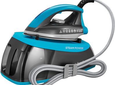 Steam Power Aqua - Steam Generator Iron with Stainless Steel Non-Stick Soleplate ans Fast 1 Minute Heat-Up, 1.3 Litres, 2400 Watts, Aqua