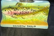Old Rainbow Trout Lighter 1965 Amico ceramic table lighter Rainbow Trout design made in Japan.