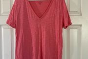 Pink Short Sleeve V Neck T-Shirt