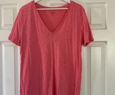 Pink Short Sleeve V Neck T-Shirt