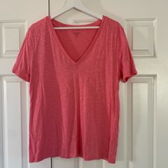 Pink Short Sleeve V Neck T-Shirt