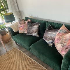 Green Velvet 3 Seater Sofa