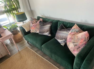 Green Velvet 3 Seater Sofa
