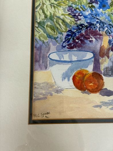 Framed watercolour painting