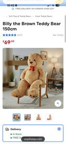 New Giant teddy bear E70 Smyths need gone 3 days old