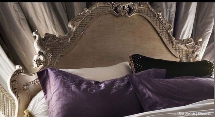 Superking French style bed  plus  bedside cabinets plus silk curtains