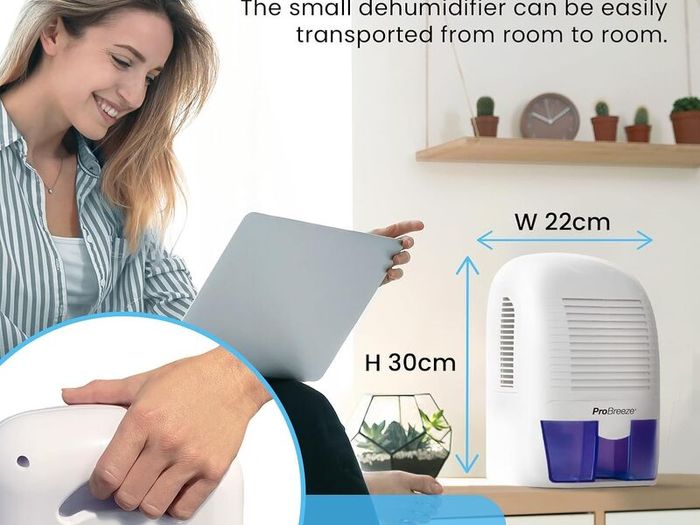 Dehumidifier 1500ml Portable Air Dehumidifier for Damp, Mould, Moisture in Home, Kitchen, Bedroom, Caravan, Office, Garage, Bathroom, Basement