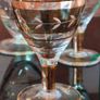 Vintage Mid-Century Modern Handmade Ussr Crystal Decanter & Six Cordial/Port/Sherry Glasses Set With Gold Bands, Barware - 7 pcs Image 2