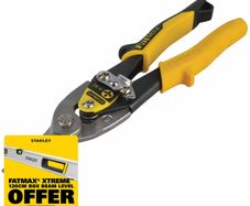 Stanley STA914563 Yellow Aviation Snips & Holster Straight Cut 250mm (10in) STA914563