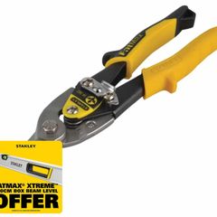 Stanley STA914563 Yellow Aviation Snips & Holster Straight Cut 250mm (10in) STA914563