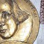 Bronze Coloured Wall Plaque of William Shakespeare with his Name and birth 1564 and death 1616 embossed on the front, Postage Available or Collection Image 4