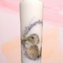 Easter spring brown bunnies in purple wreath decorative pillar candle centerpiece home table decor Image 3
