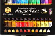 Acrylic Paint Set 24 Colour Canvas Paint Kit with 3 Paint Brushes for School Supplies,Crafts Paints, Paper, Rock Painting, Wood,Ceramic &amp; Fabric -Vibrant Colors-Non-Toxic (FREE POSTAGE)